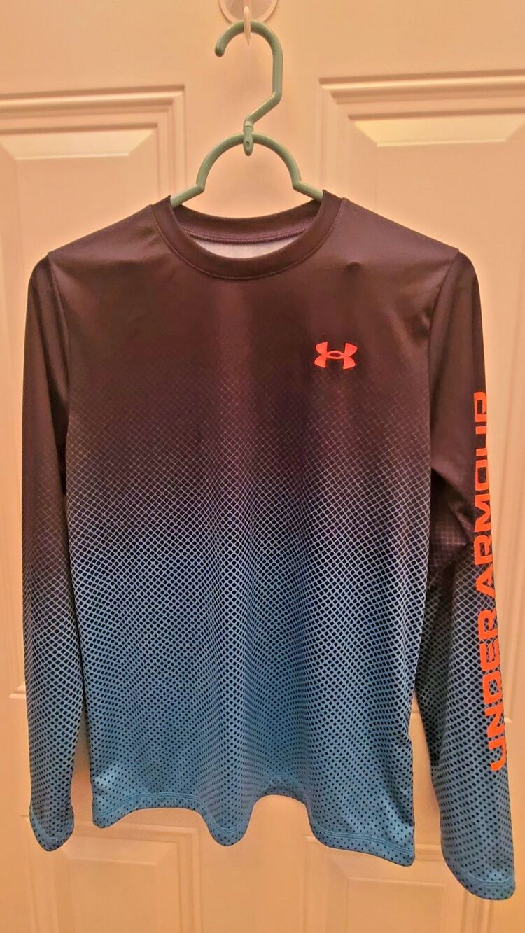 Under Armour Youth Long Sleeve Crew Neck Activewear T-Shirt Blue/Black L
